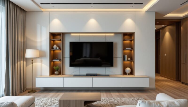 25++ mẫu kệ tivi kết hợp với tủ trang trí đẹp hiện đại nhất năm 2026 Mẫu kệ tivi kết hợp với tủ trang trí