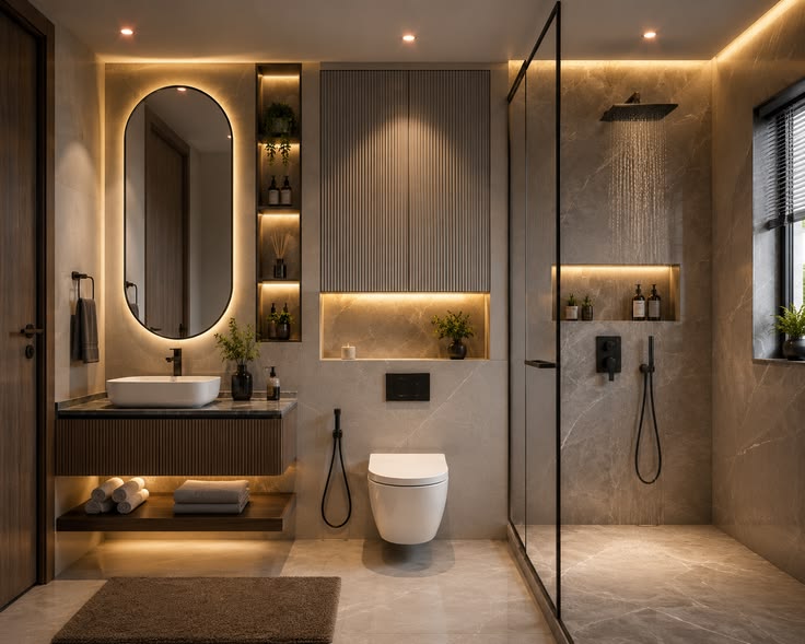 30++ mẫu nội thất nhà vệ sinh đẹp, hiện đại dẫn đầu xu hướng 2026 Mẫu nội thất nhà vệ sinh