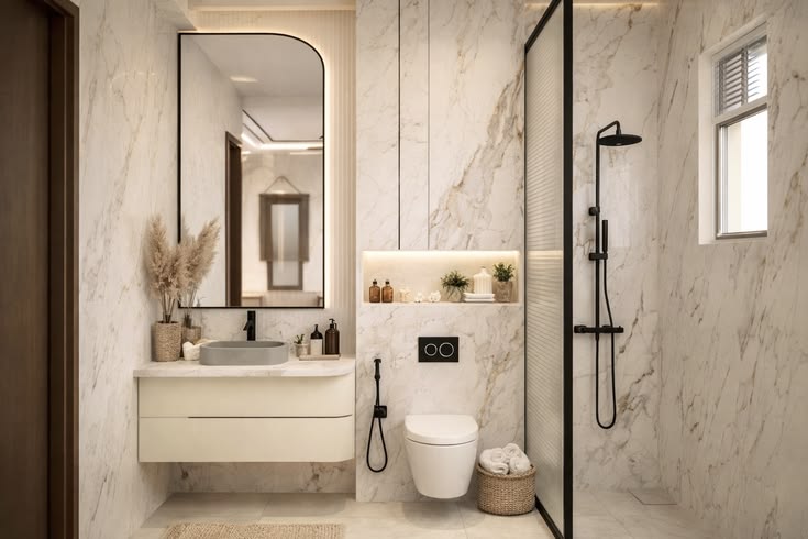 30++ mẫu nội thất nhà vệ sinh đẹp, hiện đại dẫn đầu xu hướng 2026 Mẫu nội thất nhà vệ sinh