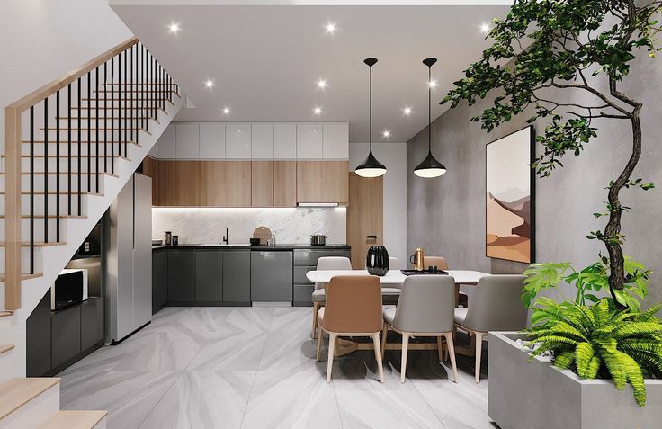 Mẫu phòng bếp 15m2 cho nhà phố