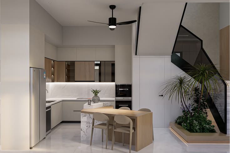 Mẫu phòng bếp 15m2 cho nhà phố