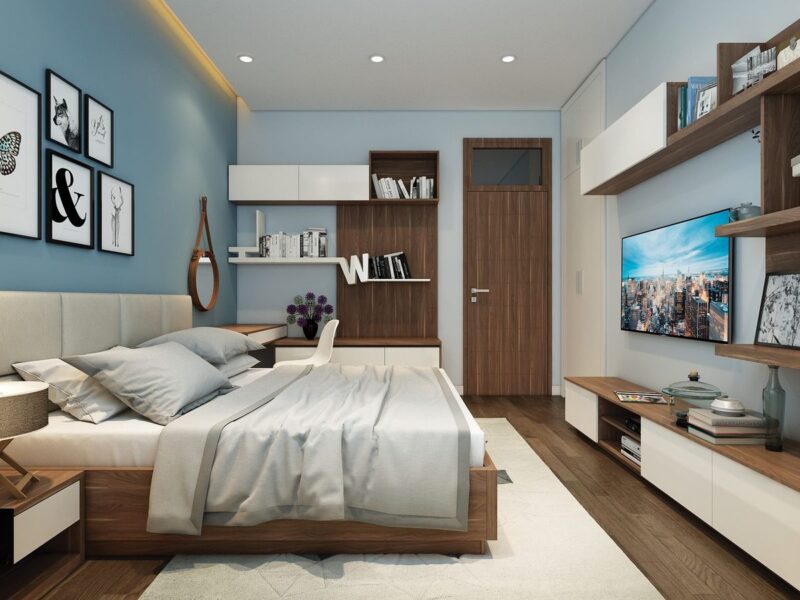 Mẫu phòng ngủ đẹp màu xanh