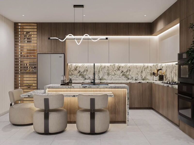 Mẫu thiết kế phòng bếp 18m2