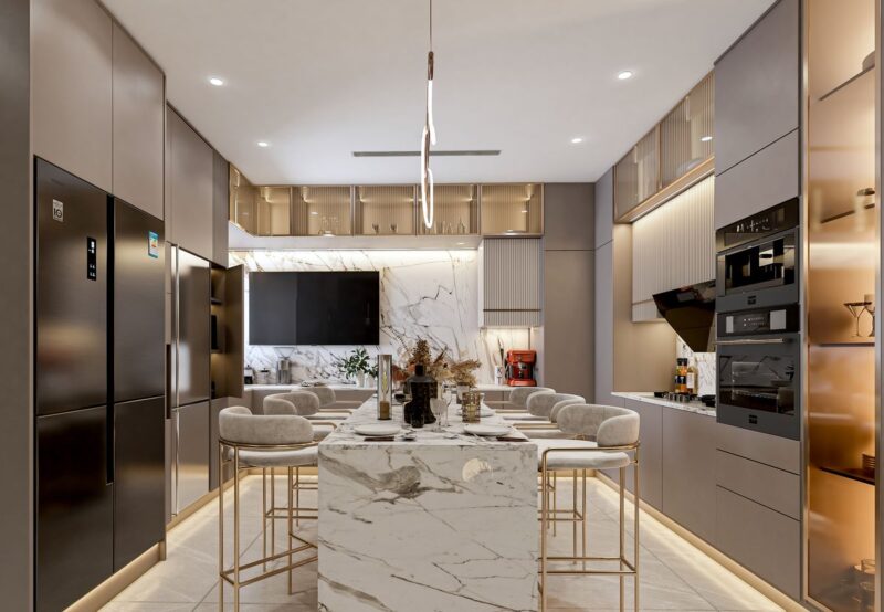 Mẫu thiết kế phòng bếp 18m2