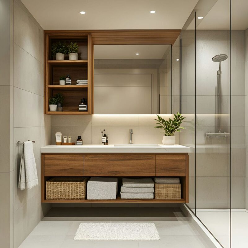 Tổng hợp 40++ mẫu tủ Lavabo bằng gỗ công nghiệp phổ biến hiện nay Mẫu tủ Lavabo bằng gỗ công nghiệp