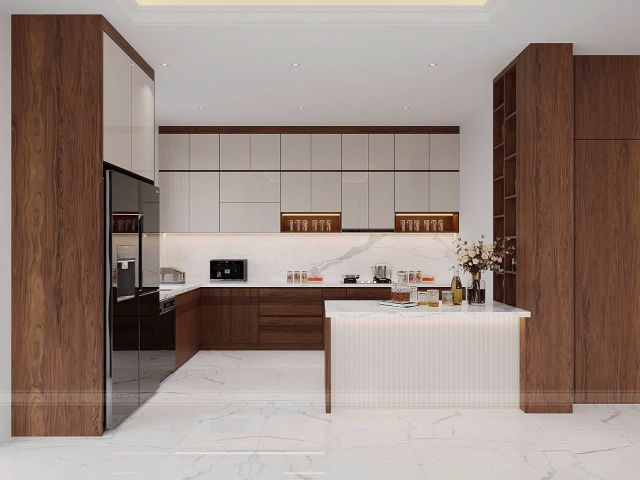 Top các mẫu tủ bếp gỗ An Cường đẹp, cao cấp hiện đại năm 2026 Mẫu tủ bếp gỗ An Cường
