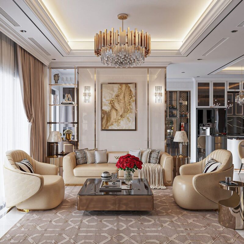 40++ Mẫu thiết kế phòng khách phong cách luxury dẫn đầu xu hướng 2026 Phòng khách phong cách luxury
