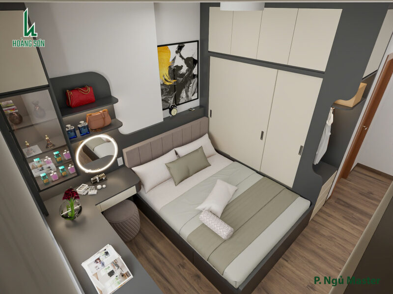 Dự án thiết kế phòng ngủ cho nhà chị Dương quận 12, TP.HCM Hệ tủ trưng bày và tủ kính