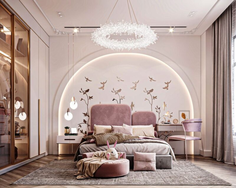 Thiết kế phòng ngủ 20m2 cho bé gái
