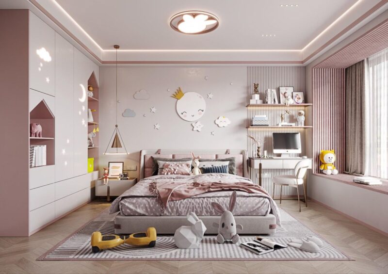Thiết kế phòng ngủ 20m2 cho bé gái