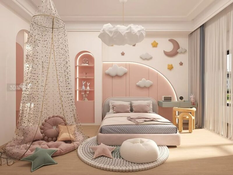 Thiết kế phòng ngủ 20m2 cho bé gái