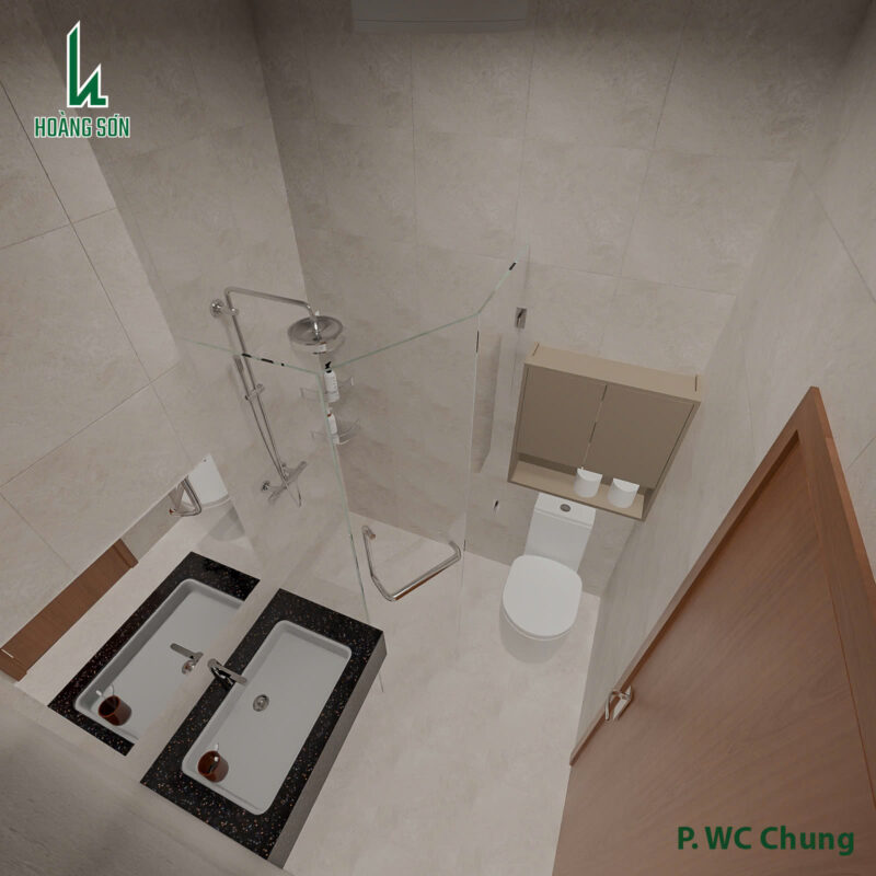 Dự án thiết kế tủ lavabo cho nhà chị Dương quận 12 Mặt đá màu đen tạo điểm nhấn sang trọng