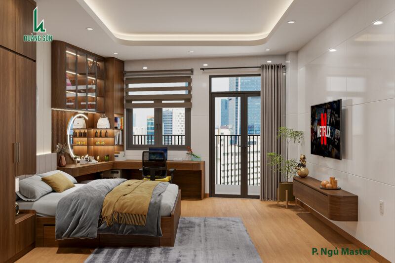 Khu vực bàn trang điểm và tủ trưng bày 