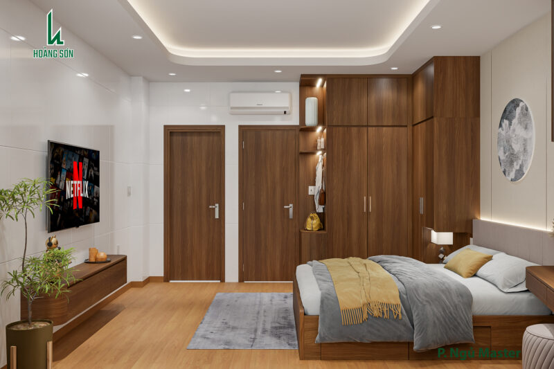 Hệ tủ quần áo cao kịch trần giúp tận dụng diện tích tối đa 