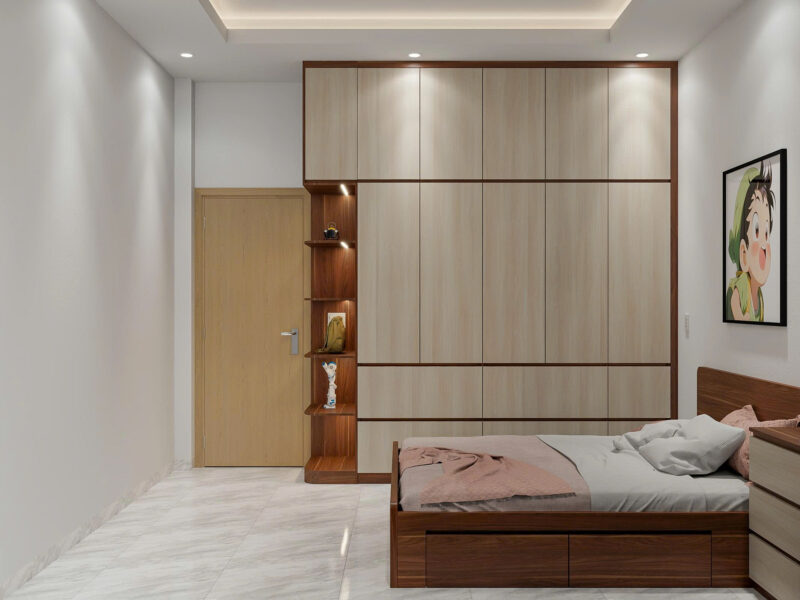 Tủ quần áo – Thiết kế cao sát trần, tăng diện tích lưu trữ