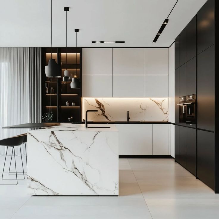 Top 35++ mẫu phòng bếp màu trắng đen đẹp, hiện đại nhất năm 2026 Mẫu phòng bếp màu trắng đen
