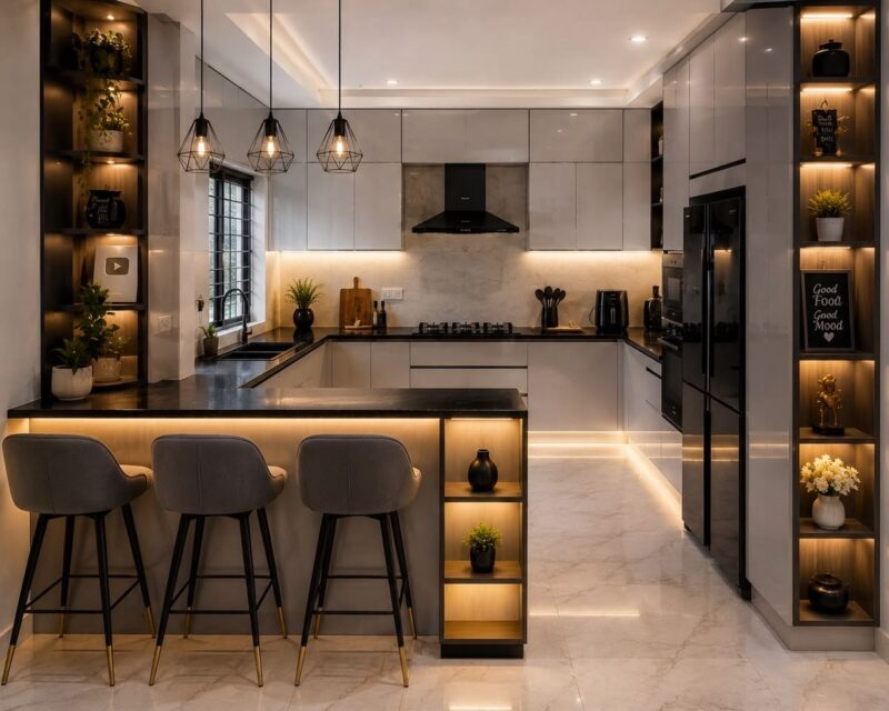 Top 35++ mẫu phòng bếp màu trắng đen đẹp, hiện đại nhất năm 2026 Mẫu phòng bếp màu trắng đen