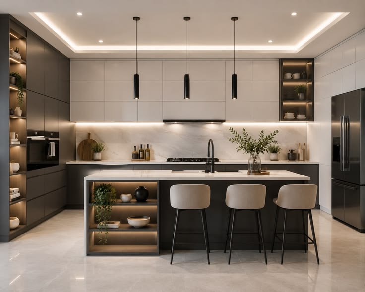Top 35++ mẫu phòng bếp màu trắng đen đẹp, hiện đại nhất năm 2026 Mẫu phòng bếp màu trắng đen
