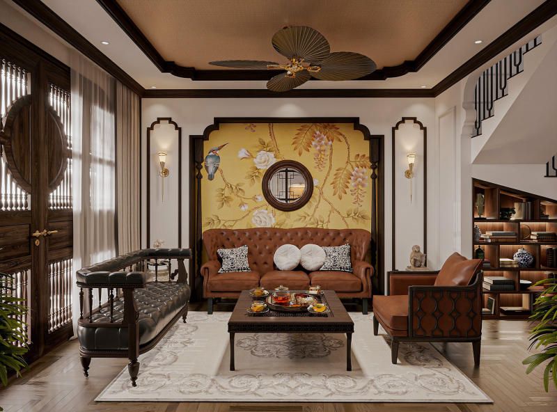 Mẫu phòng khách Indochine