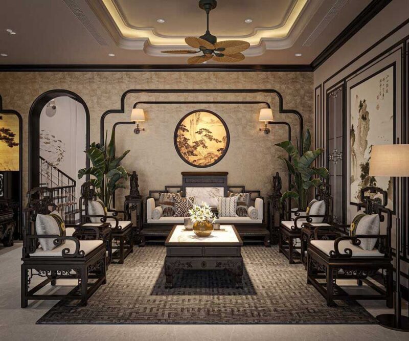 15+ Mẫu phòng khách Indochine đẹp, đậm chất Á Đông Mẫu phòng khách Indochine