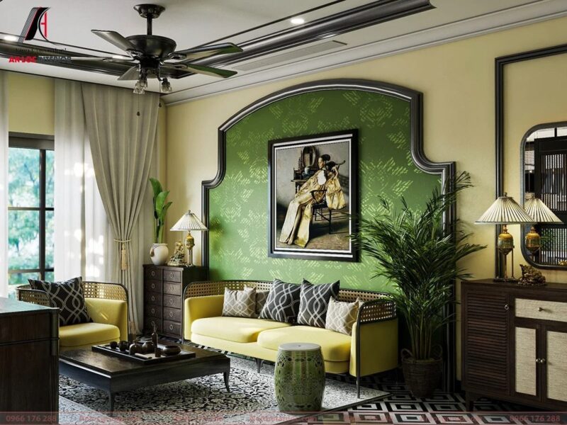 15+ Mẫu phòng khách Indochine đẹp, đậm chất Á Đông Mẫu phòng khách Indochine