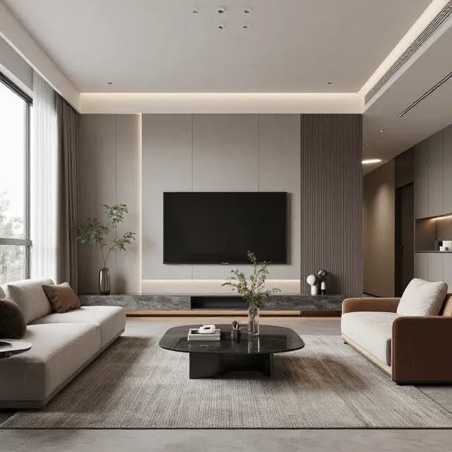 Mẫu phòng khách màu xám