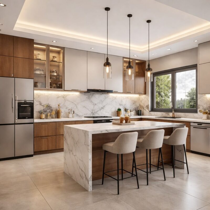 Mẫu thiết kế nội thất phòng bếp 3D