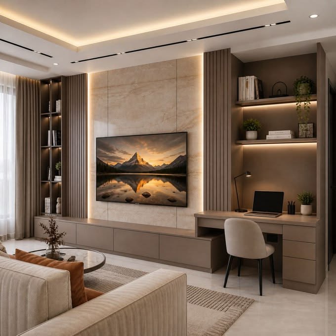 20+ Mẫu phòng khách kết hợp góc làm việc tiện nghi Phòng khách kết hợp góc làm việc