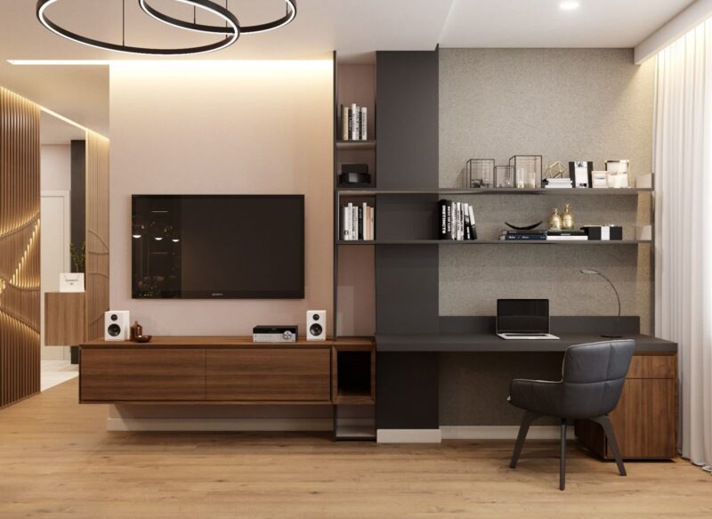 20+ Mẫu phòng khách kết hợp góc làm việc tiện nghi Phòng khách kết hợp góc làm việc