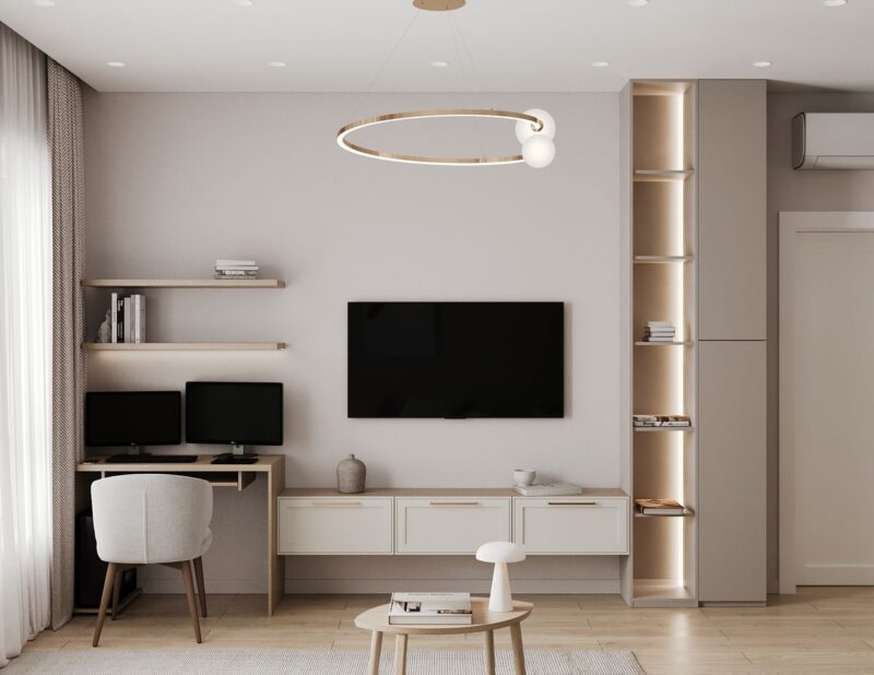 20+ Mẫu phòng khách kết hợp góc làm việc tiện nghi Phòng khách kết hợp góc làm việc