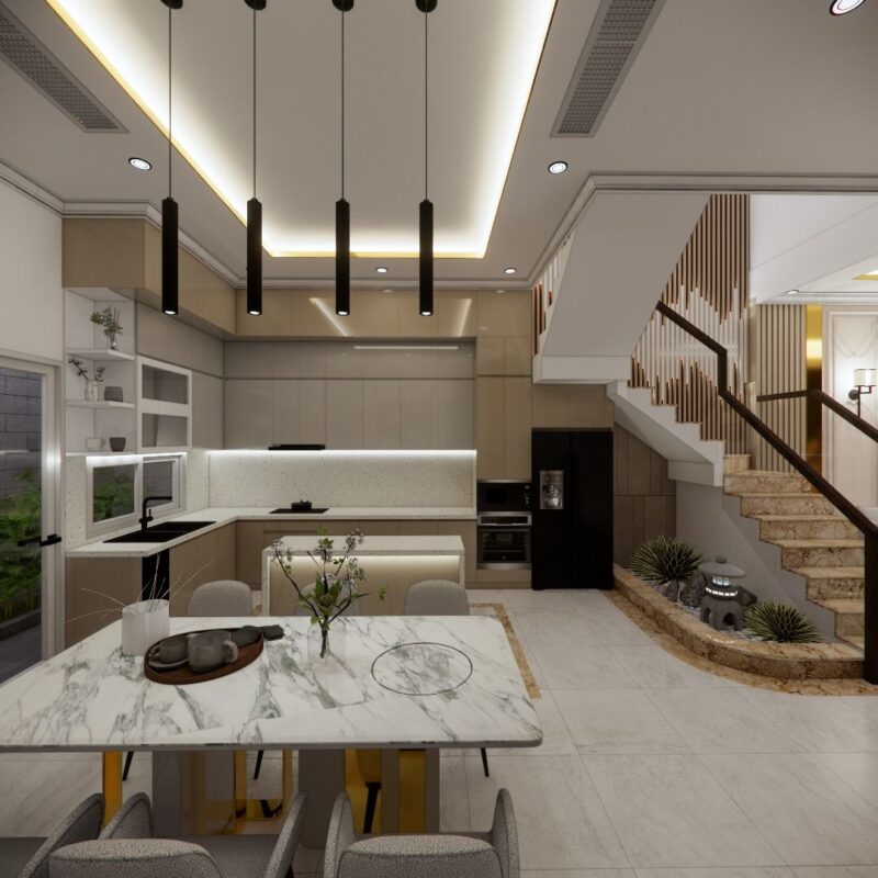 Phòng khách liền bếp 25m2