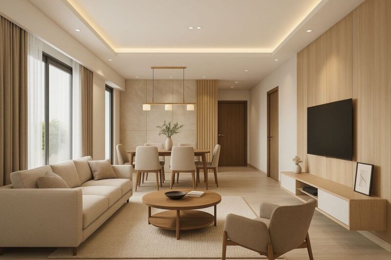 Phòng khách liền bếp 25m2