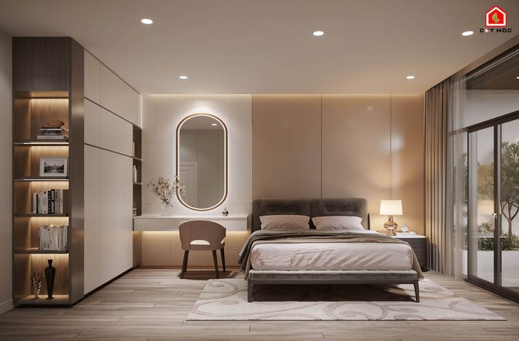 Phòng ngủ có tủ quần áo âm tường 