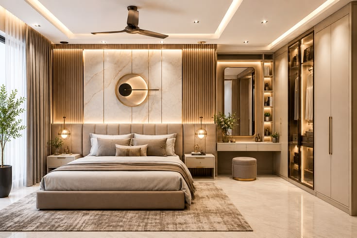 Phòng ngủ có tủ quần áo âm tường 