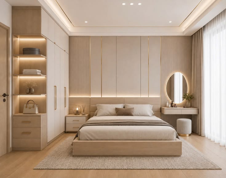 Phòng ngủ có tủ quần áo âm tường
