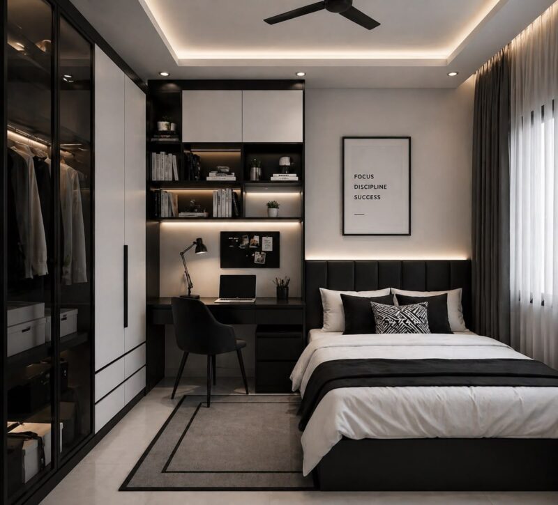 35++ Mẫu phòng ngủ nam 12m2 hiện đại nam tính nhất hiện nay Phòng ngủ nam 12m2