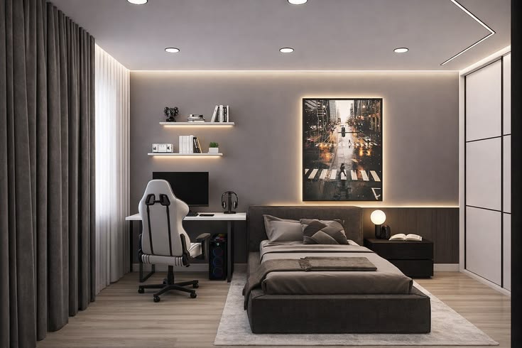Khám phá 30++ mẫu phòng ngủ nam màu xám hiện đại và nam tính Phòng ngủ nam màu xám