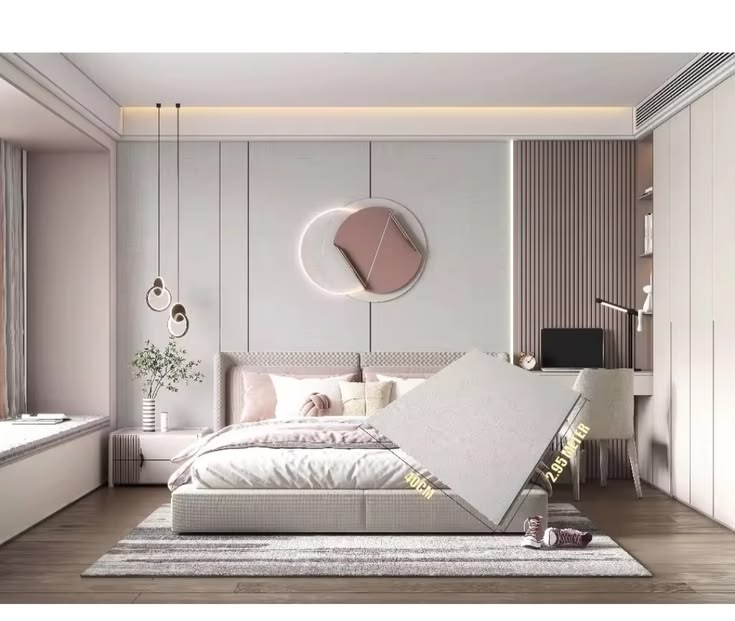 Phòng ngủ nữ trắng hồng