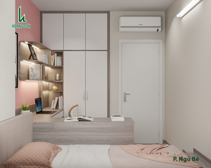 Dự án thiết kế phòng ngủ cho nhà anh Hoàng quận 12, TP.HCM Tủ quần áo cao sát trần thiết kế tối ưu không gian lưu trữ