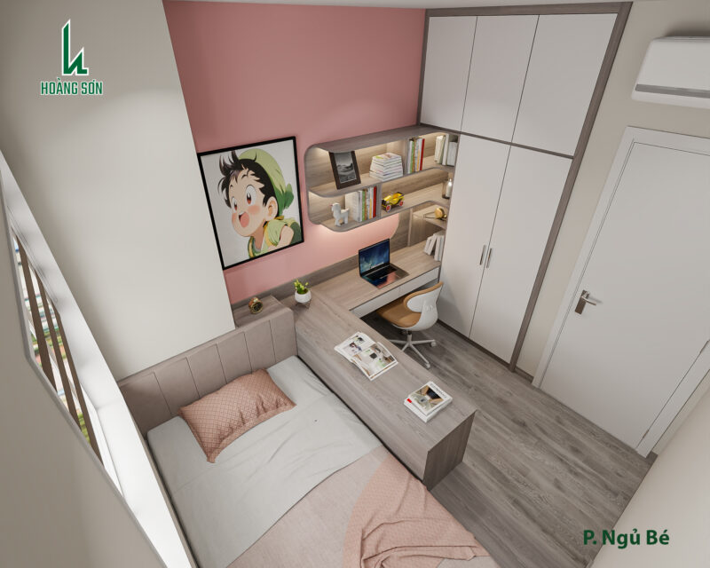 Dự án thiết kế phòng ngủ cho nhà anh Hoàng quận 12, TP.HCM Hệ kệ trang trí năng động hiện đại